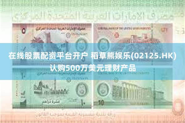 在线股票配资平台开户 稻草熊娱乐(02125.HK)认购500万美元理财产品